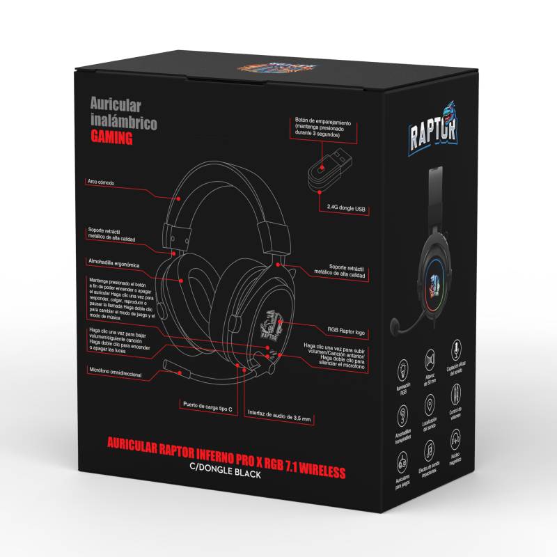 Auricular Raptor Inferno PRO X RGB 7.1